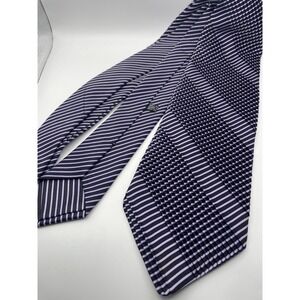Stefano Ricci Silk Tie Purple Black Striped Pleated Made in Italy Luxury Mens